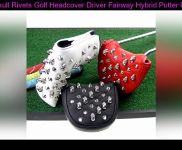 1 set Skull Rivets Golf Headcover Driver Fairway Hybrid Putter PU Leather Magnetic Closure Golf Hea