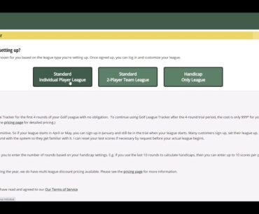 Signing Up for the Free Trial in Golf League Tracker