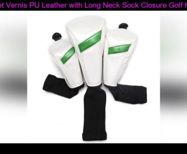3 Pcs/ Set Vernis PU Leather with Long Neck Sock Closure Golf Head Covers for Driver & Fairway Wood