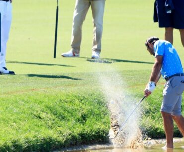 Max Homa saves par from the water at Arnold Palmer