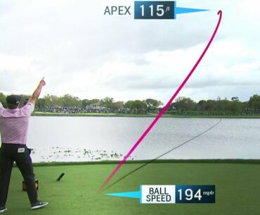 Bryson DeChambeau clobberrs a 370-yard drive on the sixth hole at the Arnold Palmer Invitational