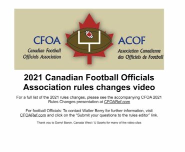 2021 Football Canada - CFOA Rules Changes Video