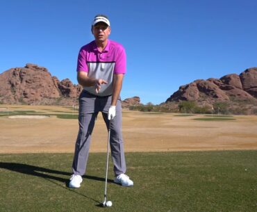 Golf instruction with Steve Scott: Allow gravity to help set up a shot