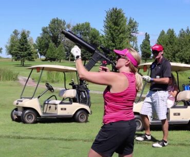 Golf ball launcher for Police golf outing