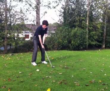 Ross Murphy tees off on the 1st in Mannan Castle (17-09- 2011)