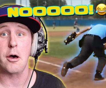 UMPIRE TAKES HILARIOUS FALL!, Reacting to Viral Baseball Videos