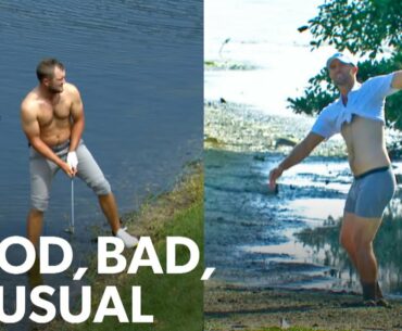Shirtless shots, Phil’s TV tower flop shot and Vijay putts into the water