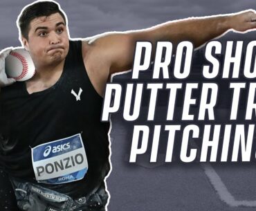 Pro Shot Putter Tries Pitching! | Eric Sim X Nick Ponzio