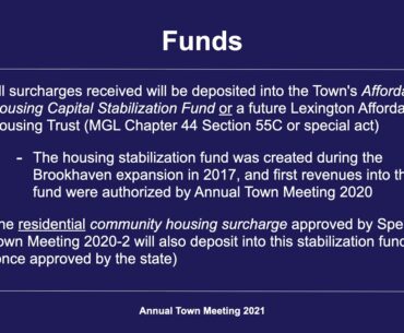 Lexington Annual Town Meeting 2021: Article 36 | Development Surcharge for Affordable Housing