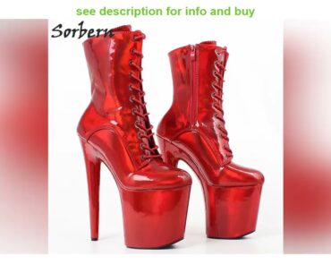 Best Sorbern Holographic Pink Pole Dance Boots Women 8Inch Extreme High Heel Platform Booties Ankle