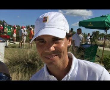 Tiger Woods tees off with Rafael Nadal watching on at Hero World Challenge