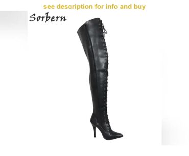 Sale Sorbern Crotch Thigh High Women Boots Stilettos Lace Up Size 12 Shoes Long Hard Shaft Big Size