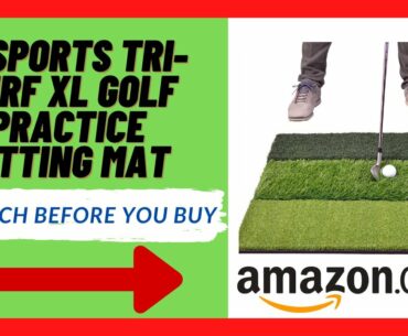 GoSports Tri Turf XL Golf Practice Hitting Mat-Huge 24 x 24 Turf Mat for Indoor Outdoor Training