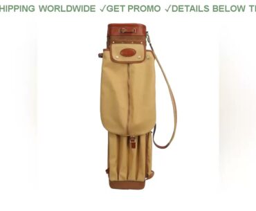 [Sale] $143.07 Tourbon Vintage Golf Club Bag Carrier Pencil Style Canvas & Leather Golf Gun Bags W/