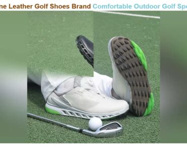 Promotion Men Genuine Leather Golf Shoes Brand Comfortable Outdoor Golf Sport Training Sneakers Bla