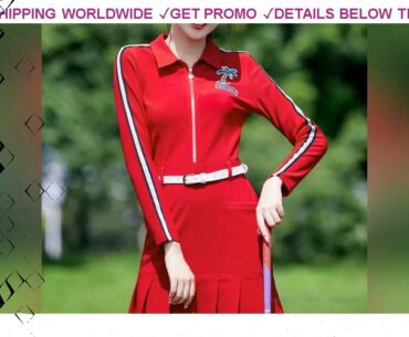 [Sale] $80.78 MG Autumn Winter New Golf Tennis Clothing Dress Womens Long Sleeves Slimming Red Medi