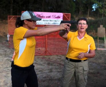 Beginner Target Shooting Tip #5: Pistol Grip & Stance - Kay & Lena Miculek - Babes with Bullets