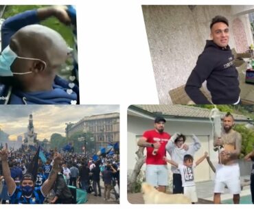 Inter Milan players and fans celebrating clinch Serie A title after Atalanta's 1-1 draw