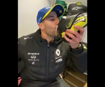 Daniel Ricciardo Does A Renault Shoey At 2020 Eifel Grand prix