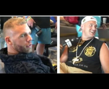 TYSON FURY (WITH BILLY JOE SAUNDERS) TORMENTS CANELO & TEAM CANELO IN HOTEL LOBBY, ARRIVES IN DALLAS