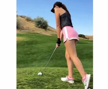 Hot Girl Golfer with Beautiful Golf Swing #7 #shorts