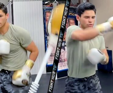 RYAN GARCIA BACK IN THE GYM TRAINING & TEEING OFF ON COBRA BAG! SENDS FANS A MESSAGE ON HIS RECOVERY