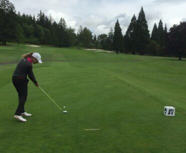 Morgane Metraux Tees off During NCAA Practice Round