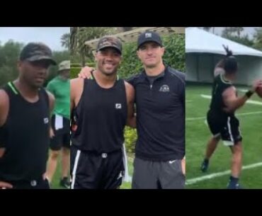 Russell Wilson THROWS A 50 YARD PASS with Drew Brees! | MIND BLOWN!