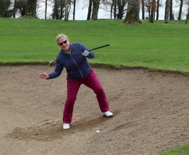 How to hit the ball off an upslope in a fairway bunker with Marian Riordan, PGA Professional