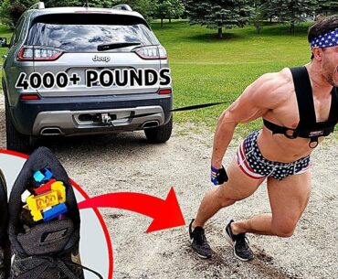 Can I Pull a JEEP with LEGO Filled Shoes? *FEET DESTROYED* | Bodybuilder VS Strongman Challenge