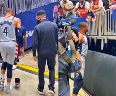 Russell Westbrook Shows Love To His Home Crowd Fans By Giving His Game Worn Shoe.