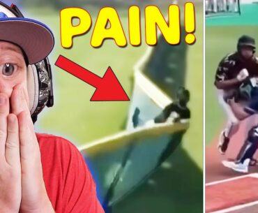RUNNING THROUGH THE OUTFIELD FENCE AND CATCHERS!, Reacting to Viral Baseball Videos