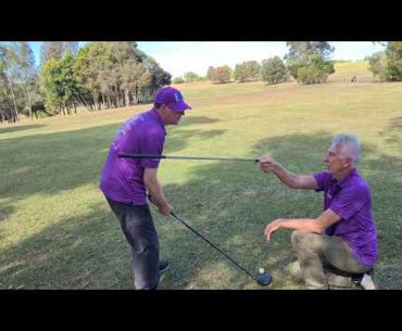All Abilities Golf Wellness and Connection Mentor Peter Kennedy helping Craig to improve chipping