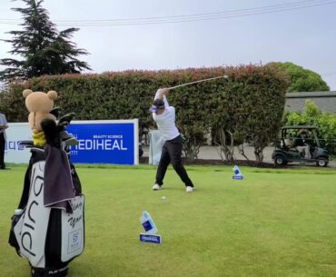 Bianca Pagdanganan face on slow motion golf swing driver LPGA Mediheal