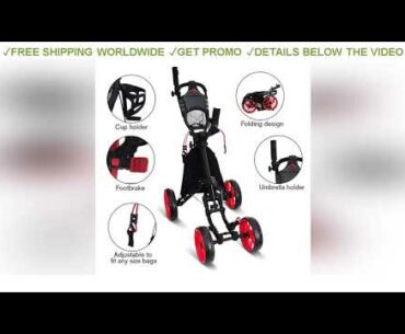 [DIscount] $212.62 Folding Aluminum Alloy Golf Trolley 4 Wheels Golf Bag Pull Push Cart Umbrella Cu