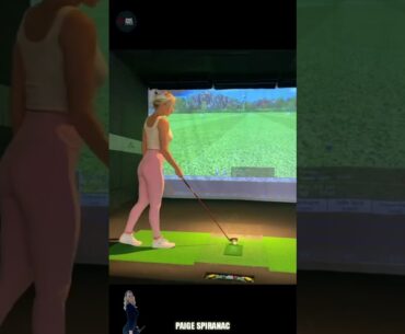 Paige Spiranac indoor golf simulation part 2 , looks awesome n Energic , short video