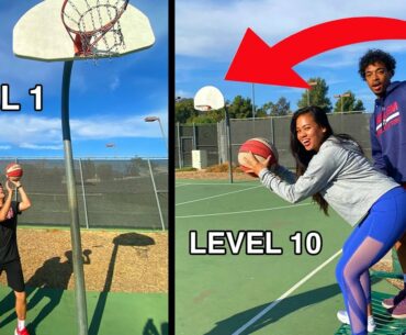 2v2 LEVEL UP BASKETBALL TRICK SHOT CHALLENGE! Ft. TikTok Star!