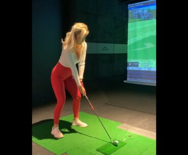 How far do you hit your 8 iron? Paige Spiranac golf swing     | GOLF#SHORT