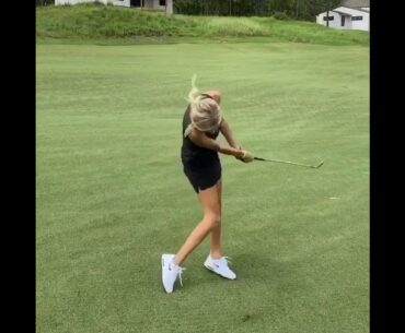 Bunker shots by hot golf girl Elise Lobb