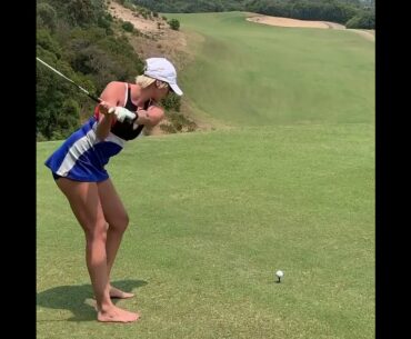 Beautiful scenery and nice shot 😀❤️ #golf #shorts #golfswing #girlgolfer     | GOLF#SHORT