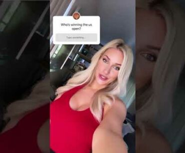 Paige Spiranac golf stories... who's is winning the us open ❤️❤️ #golf #shorts
