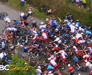 Fan with sign causes huge pile-up in Stage 1 of the Tour de France | Cycling on NBCSports