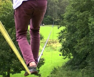 250m Slackline 10m+ of sag - snaps like a gun shot