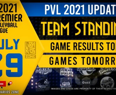 PVL 2021 OPEN CONFERENCE TEAM STANDINGS as of July 29, 2021 | GAME RESULTS TODAY | GAMES SCHEDULE