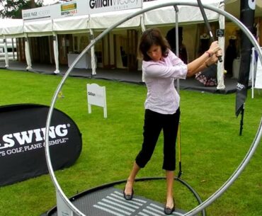 Lady Golfer experiences her optimum swing plane on PlaneSWING at the Brit Par 3 Championships