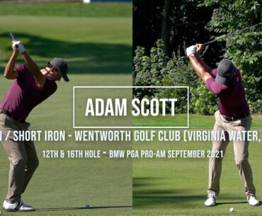 Adam Scott Golf Swing Mid & Short Iron (DTL & FO views) Wentworth Golf Club (Surrey) September 2021.