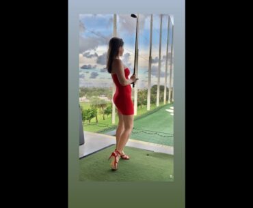 Lady in Red. Phenomenal!🔥 ❤️❤️ #golf #shorts #golfgirl      | GOLF#SHORT