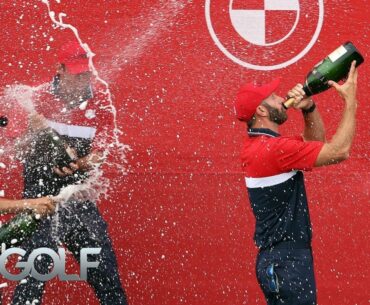 Dustin Johnson lets loose after Ryder Cup win, steals show in Team U.S. presser | Golf Channel