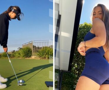 Excellent impact and swing form of professional beauty golfer Portia Hill