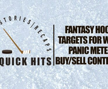 Week 3 Fantasy Hockey Targets, Panic Meter & Buy or Sell Stanley Cup Contenders